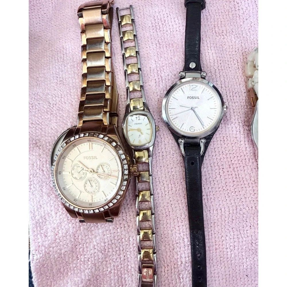 Lot 8 Working Watches 6 Fossil 2 Relic Quartz Ladies Mens Mixed Styles